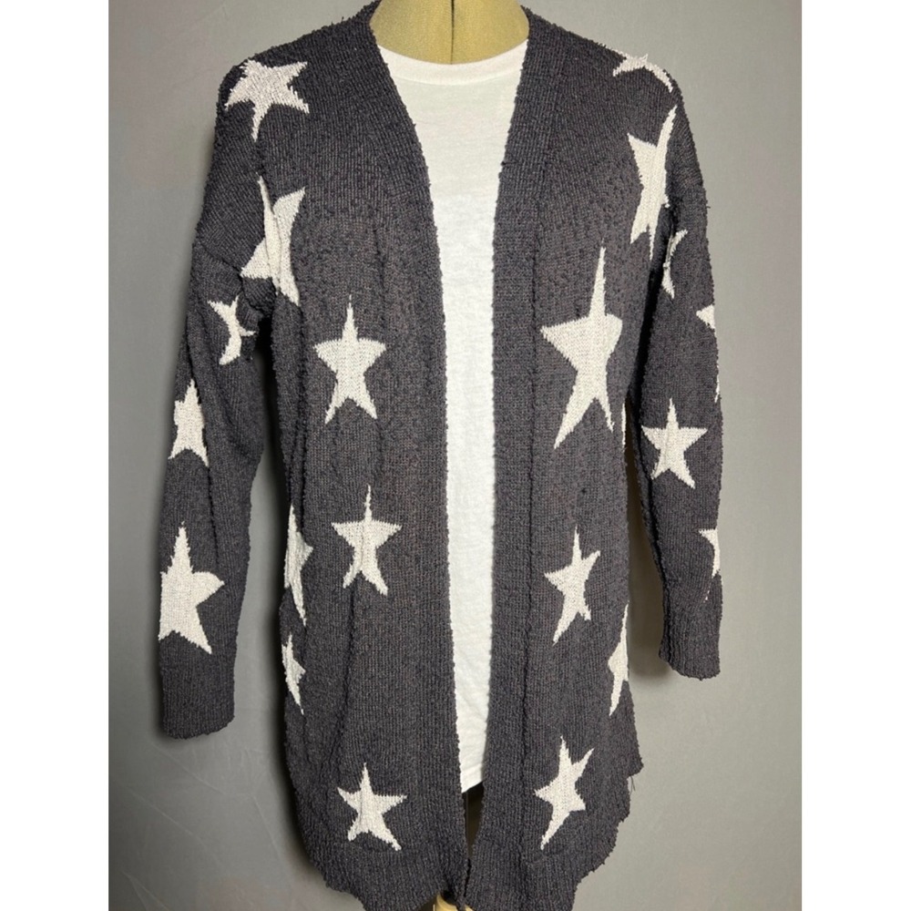 Altar'd State Star Popcorn Knit Cardigan Charcoal‎ Grey - L